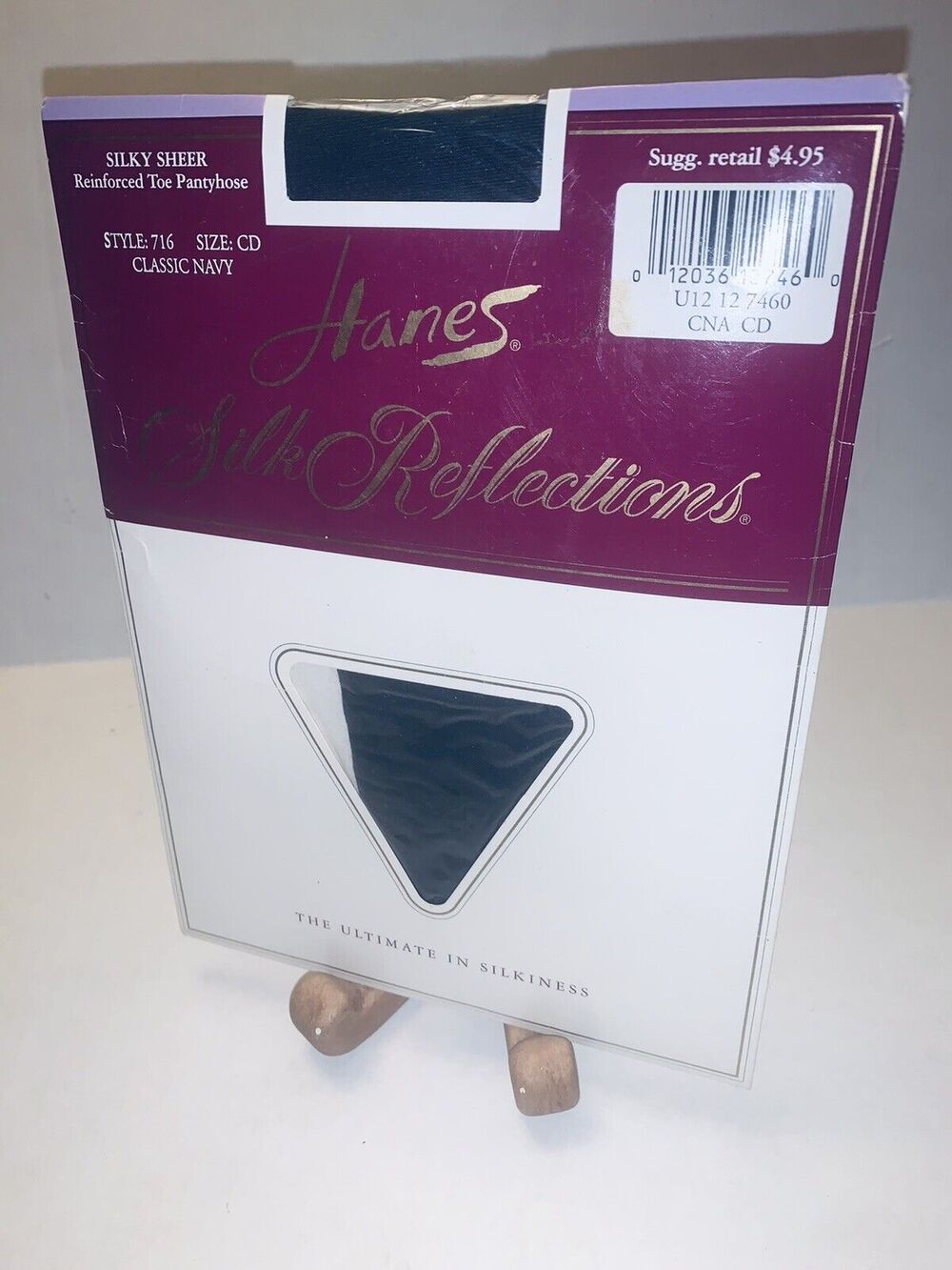 CD Hanes Silk Reflections Reinforced Toe Pantyhose Style 716 Classic Navy Sheer
